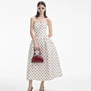 self-portrait Cream Polka Dot Taffeta Midi Dress Size:US2 - MSRP $655 - NWT